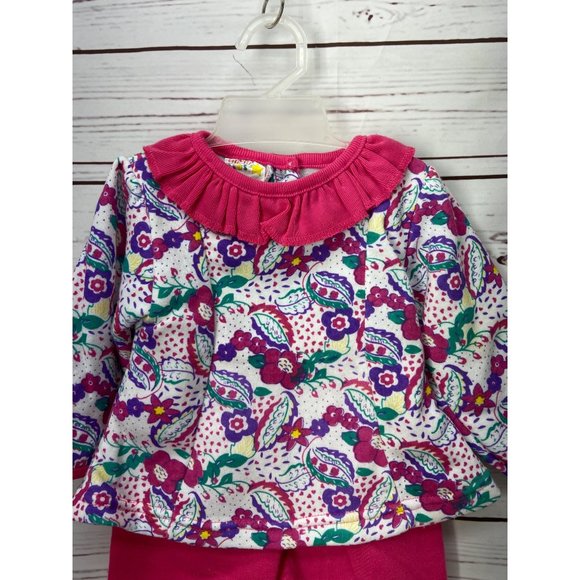 Celebrity Kids Vintage 90s Matching 2 piece Outfit Set sz 12 months PINK FLORAL - Picture 3 of 10